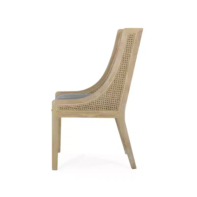 GDFStudio Chaises de salle à manger rustiques en tissu et rotin (lot de 2)
