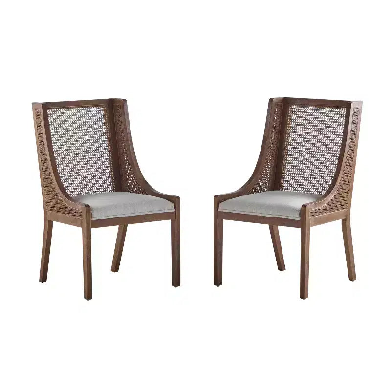 GDFStudio Chaises de salle à manger rustiques en tissu et rotin (lot de 2)