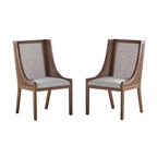 GDFStudio Chaises de salle à manger rustiques en tissu et rotin (lot de 2)