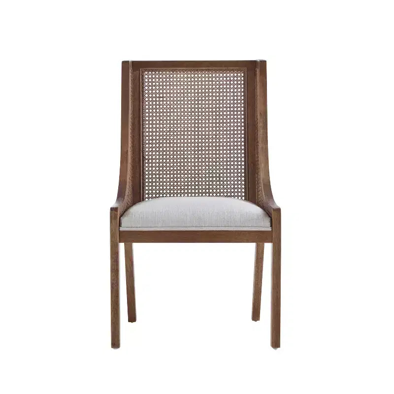GDFStudio Chaises de salle à manger rustiques en tissu et rotin (lot de 2)