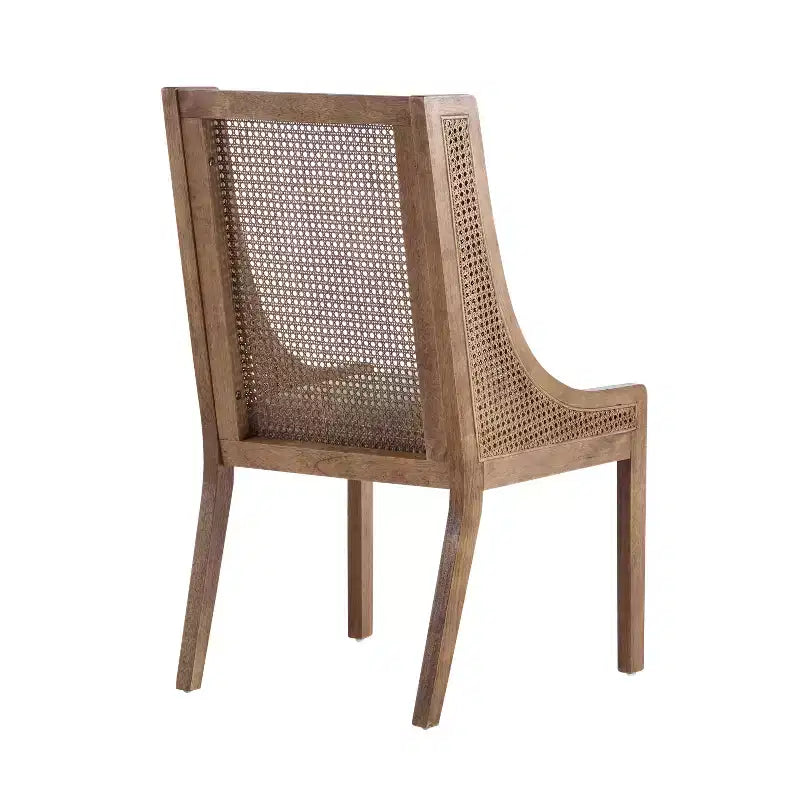 GDFStudio Chaises de salle à manger rustiques en tissu et rotin (lot de 2)