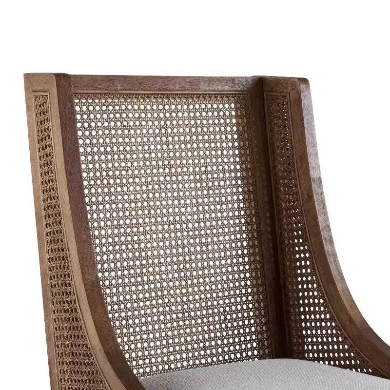 GDFStudio Chaises de salle à manger rustiques en tissu et rotin (lot de 2)