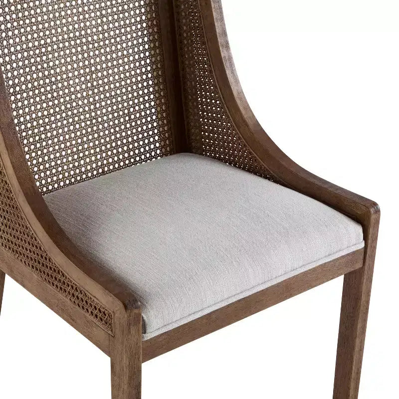 GDFStudio Chaises de salle à manger rustiques en tissu et rotin (lot de 2)