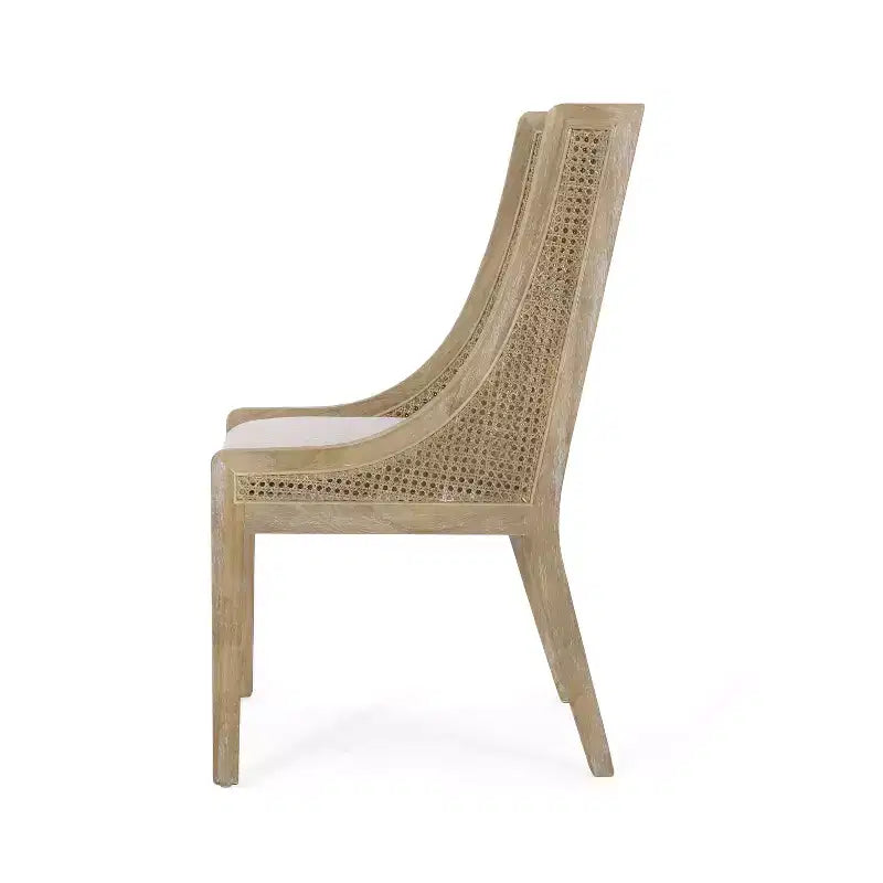 GDFStudio Chaises de salle à manger rustiques en tissu et rotin (lot de 2)
