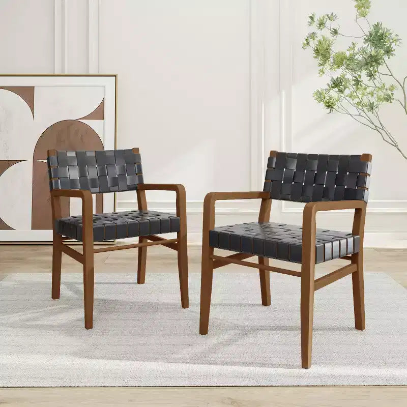 Christopher Knight Home Prosen Chaises de salle à manger en similicuir et hévéa (lot de 2)