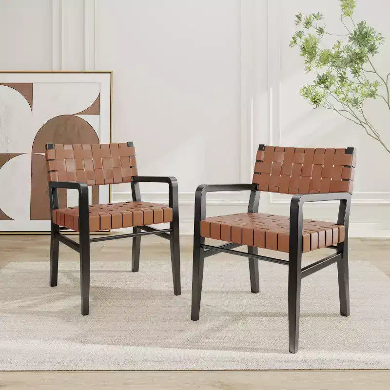 Christopher Knight Home Prosen Chaises de salle à manger en similicuir et hévéa (lot de 2)