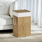 Panier à linge avec couvercle 65 litres - Panier à linge en rotin avec couvercle et poignées - Doublure amovible et pliable pour buanderie