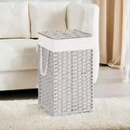 Panier à linge avec couvercle 65 litres - Panier à linge en rotin avec couvercle et poignées - Doublure amovible et pliable pour buanderie