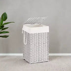 Panier à linge avec couvercle 65 litres - Panier à linge en rotin avec couvercle et poignées - Doublure amovible et pliable pour buanderie