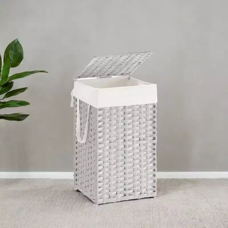 Panier à linge avec couvercle 65 litres - Panier à linge en rotin avec couvercle et poignées - Doublure amovible et pliable pour buanderie