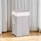 Panier à linge avec couvercle 65 litres - Panier à linge en rotin avec couvercle et poignées - Doublure amovible et pliable pour buanderie