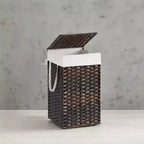 Panier à linge avec couvercle 65 litres - Panier à linge en rotin avec couvercle et poignées - Doublure amovible et pliable pour buanderie