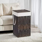 Panier à linge avec couvercle 65 litres - Panier à linge en rotin avec couvercle et poignées - Doublure amovible et pliable pour buanderie