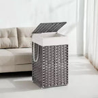 Panier à linge avec couvercle 65 litres - Panier à linge en rotin avec couvercle et poignées - Doublure amovible et pliable pour buanderie