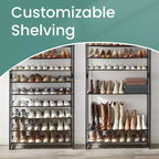 Meuble à chaussures, organiseur de chaussures à 12 niveaux, rangement à chaussures en métal pour garage, entrée, lot de 2 étagères à chaussures empilables à 6 niveaux, peut contenir 48 à 60 paires