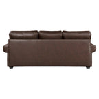 Canapé de 98 pouces, microfibre marron riche, 4 oreillers, coussins moelleux, bois