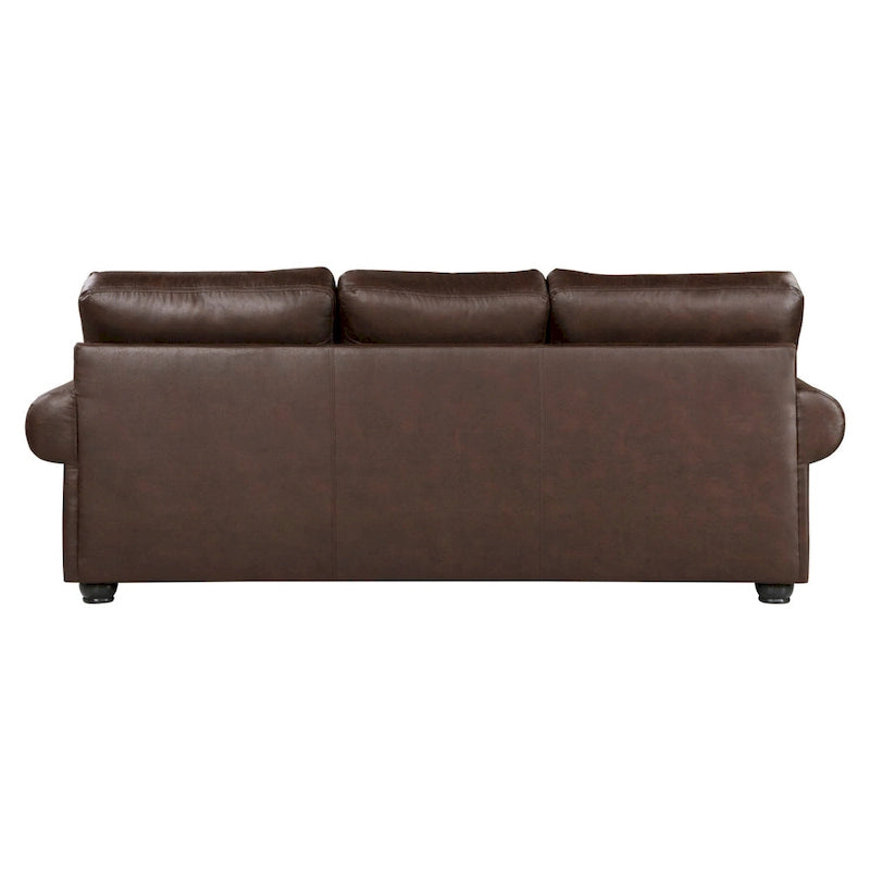 Canapé de 98 pouces, microfibre marron riche, 4 oreillers, coussins moelleux, bois
