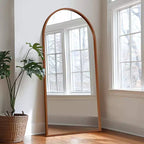 Dovelina Arched Solid wood Straight Edge Full Length Mirror Leaning Mirror