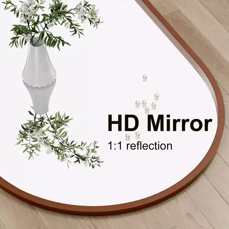 Miroir mural/à poser Dovelina avec bord droit en bois massif et encadrement arqué