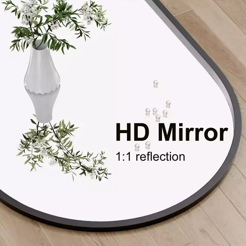 Miroir mural/à poser Dovelina avec bord droit en bois massif et encadrement arqué