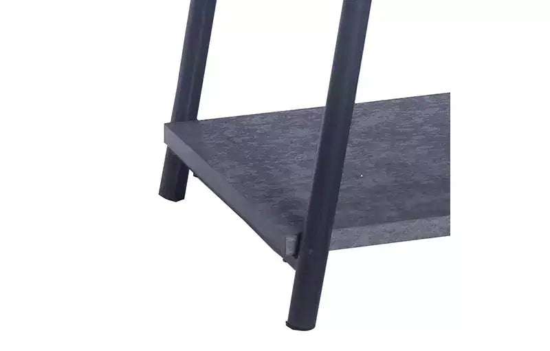 Table basse ovale Jamestown avec étagère de rangement, en ardoise rustique, béton et métal noir