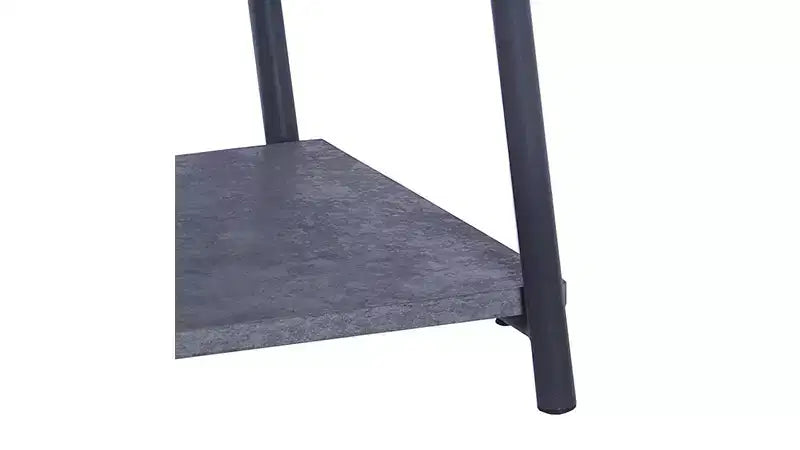 Table basse ovale Jamestown avec étagère de rangement, en ardoise rustique, béton et métal noir