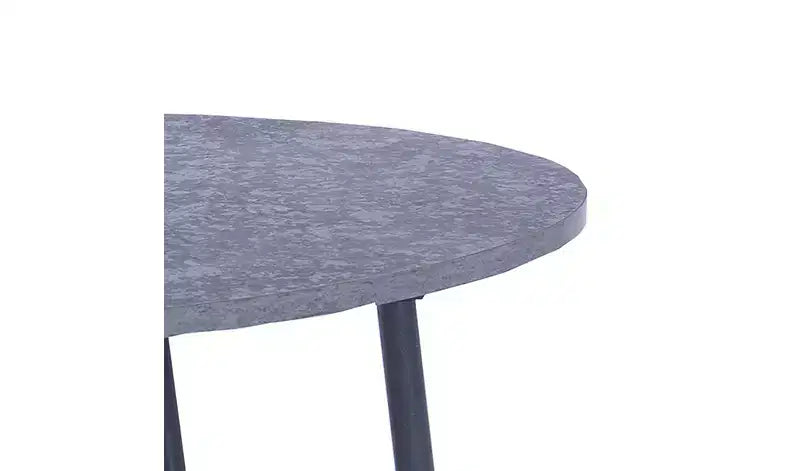 Table basse ovale Jamestown avec étagère de rangement, en ardoise rustique, béton et métal noir