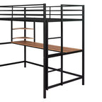 Lit mezzanine en métal double/grand format avec bureau et étagères - ModernLuxe