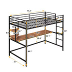 Lit mezzanine en métal double/grand format avec bureau et étagères - ModernLuxe