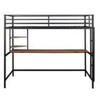 Lit mezzanine en métal double/grand format avec bureau et étagères - ModernLuxe