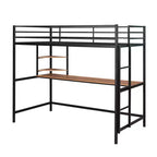 Lit mezzanine en métal double/grand format avec bureau et étagères - ModernLuxe