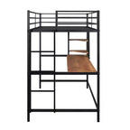 Lit mezzanine en métal double/grand format avec bureau et étagères - ModernLuxe