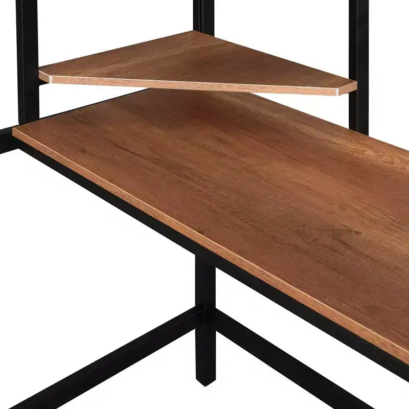 Lit mezzanine en métal double/grand format avec bureau et étagères - ModernLuxe