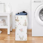 Corbeille à linge pliable Sweet Jojo Designs pour fille avec poignées, motif cerf, floral, blanc, taupe et rose