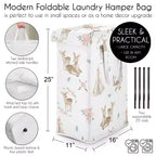 Corbeille à linge pliable Sweet Jojo Designs pour fille avec poignées, motif cerf, floral, blanc, taupe et rose