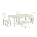 Table de cuisine rectangulaire et 4 chaises de salle à manger, blanc lin