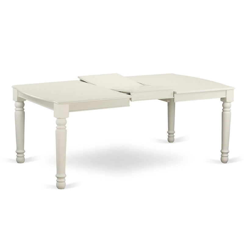 Table de cuisine rectangulaire et 4 chaises de salle à manger, blanc lin