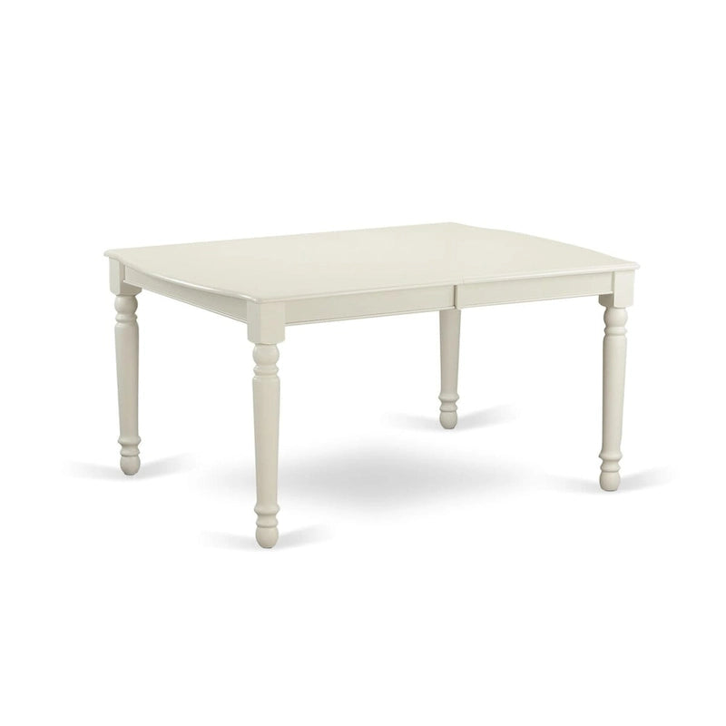 Table de cuisine rectangulaire et 4 chaises de salle à manger, blanc lin
