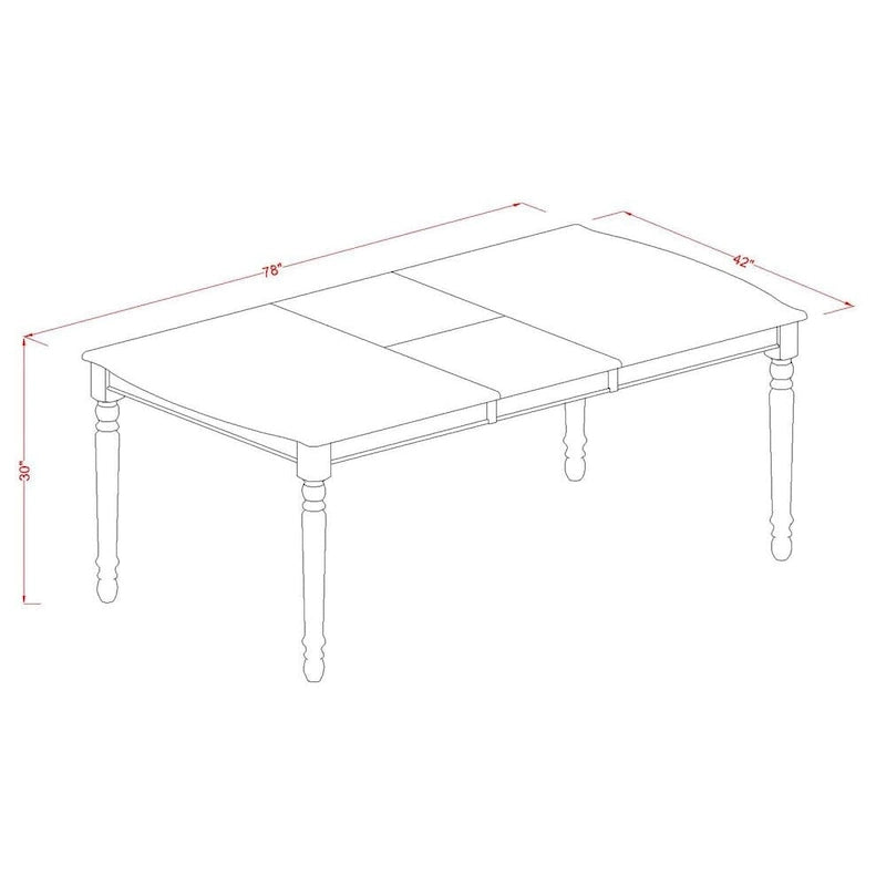 Table de cuisine rectangulaire et 4 chaises de salle à manger, blanc lin