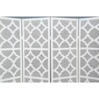 Paravent 4 panneaux motif trèfle infusé et diamant Roundhill Furniture, blanc