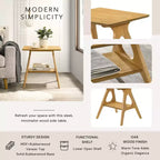Table d'appoint avec étagère en bois Arona de style moderne du milieu du siècle par Roundhill Furniture