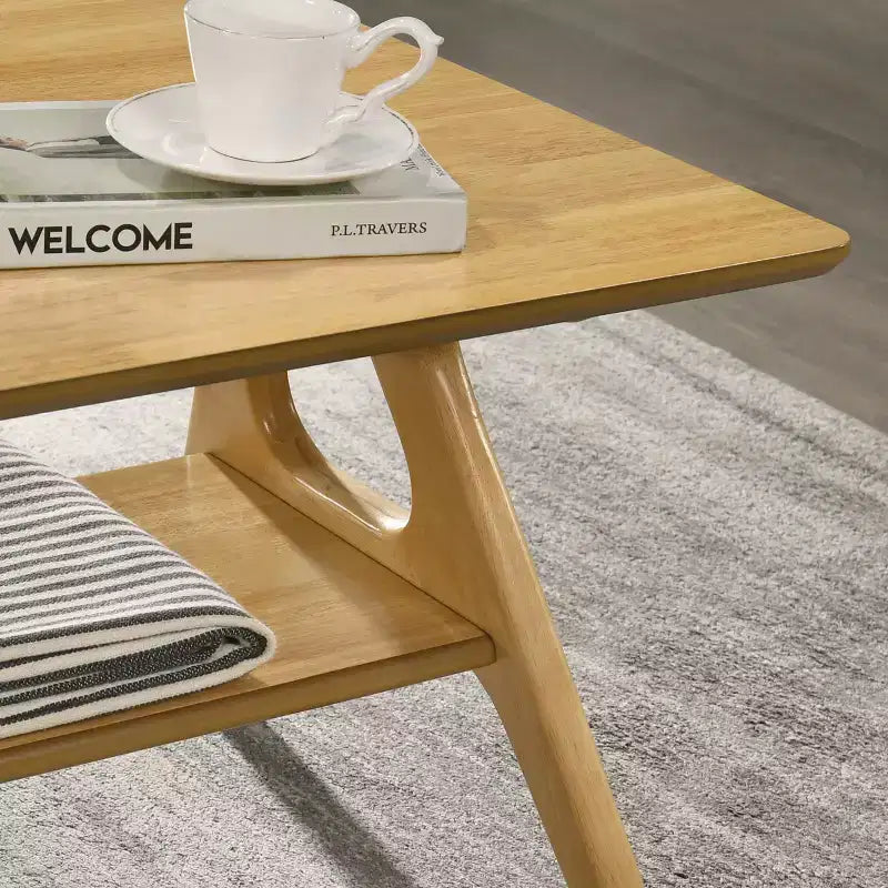 Table d'appoint avec étagère en bois Arona de style moderne du milieu du siècle par Roundhill Furniture