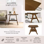 Table d'appoint avec étagère en bois Arona de style moderne du milieu du siècle par Roundhill Furniture