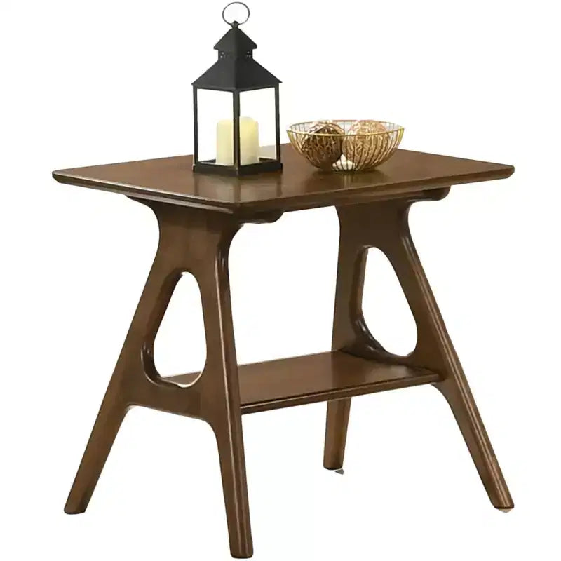 Table d'appoint avec étagère en bois Arona de style moderne du milieu du siècle par Roundhill Furniture