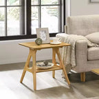 Table d'appoint avec étagère en bois Arona de style moderne du milieu du siècle par Roundhill Furniture