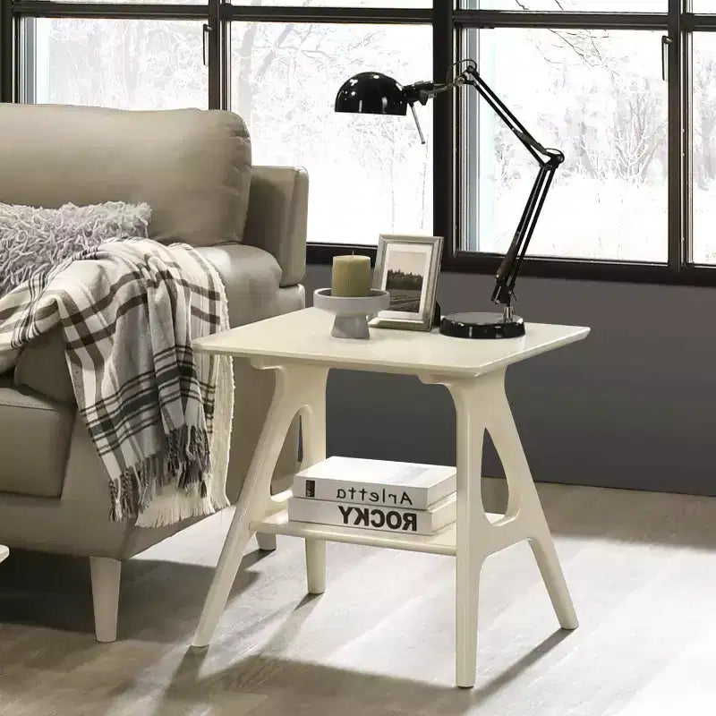 Table d'appoint avec étagère en bois Arona de style moderne du milieu du siècle par Roundhill Furniture