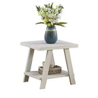 Table d'appoint Athens contemporaine en bois avec étagère, finition blanche