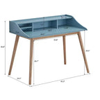 Bureau d'écriture en bois de style scandinave avec huche Roundhill Furniture Roskilde, bleu