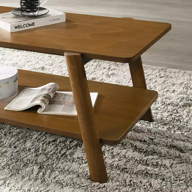 Table basse avec étagère en bois Metz Roundhill Furniture, style moderne du milieu du siècle