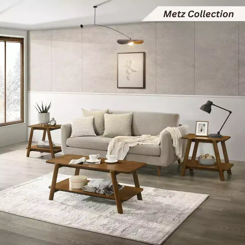Table basse avec étagère en bois Metz Roundhill Furniture, style moderne du milieu du siècle